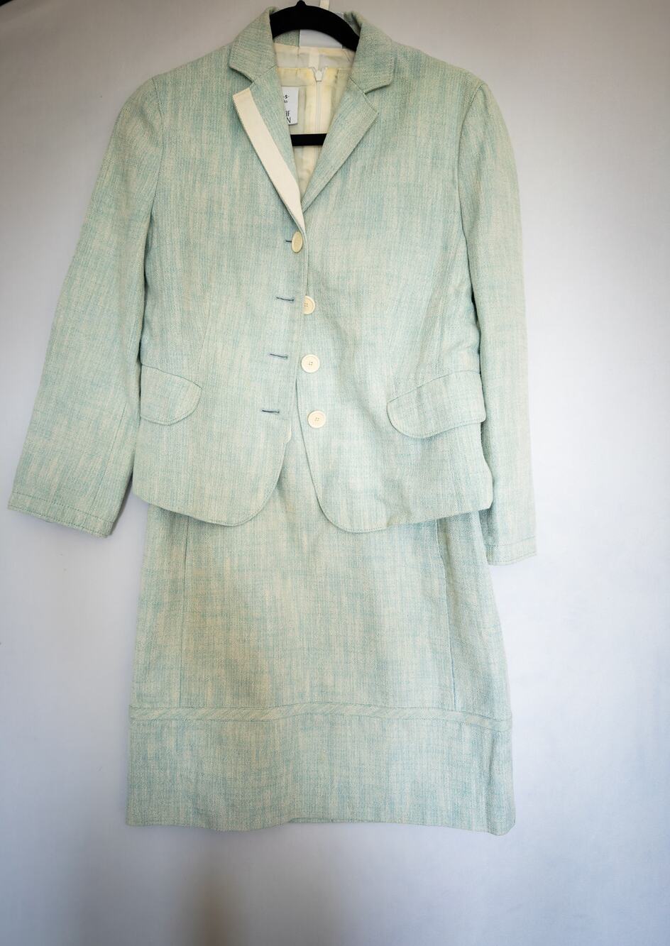 Akris Punto Suit (Jacket & Sleeveless Sheath Dress) Light Teal 65% Cotton US 6